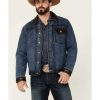 Jackets * | Discount Scully Men'S Indigo Denim Leather Trim Button-Front Jacket