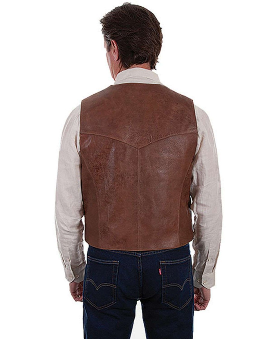 Vest * | Online Scully Leatherwear Men'S Tailored Vintage Lamb Leather Vest