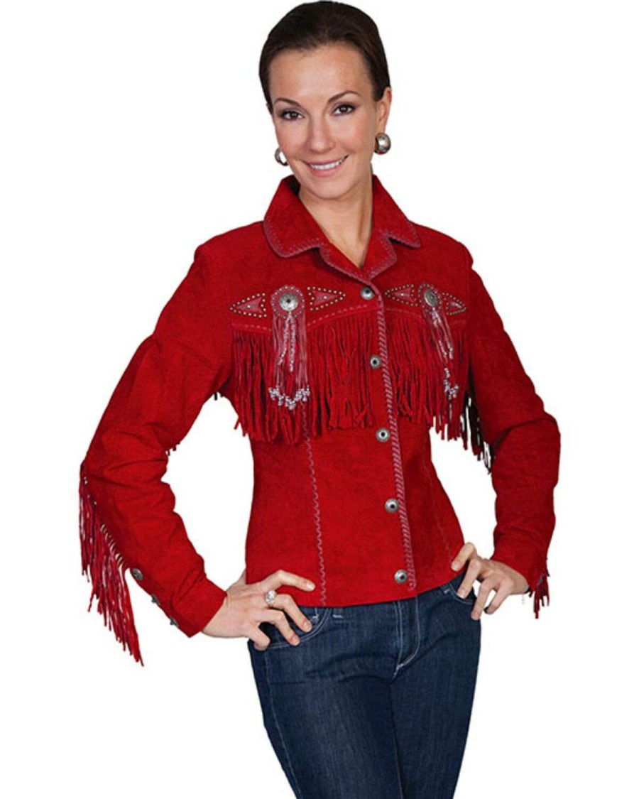 Jackets * | Outlet Scully Women'S Suede Leather Fringe Jacket Plus