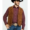 Vest * | Outlet Scully Men'S Cinnamon Boar Suede Southwestern Back Snap-Front Knit Vest Big