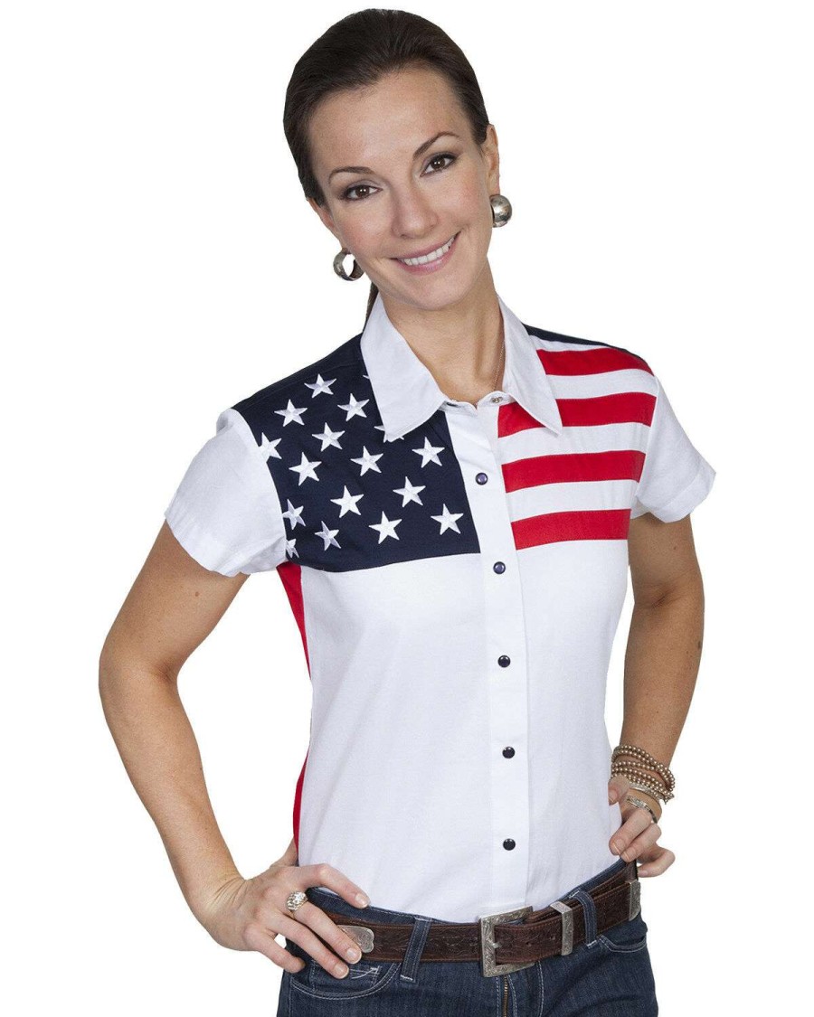 Tops * | Discount Scully Women'S American Flag Print Top