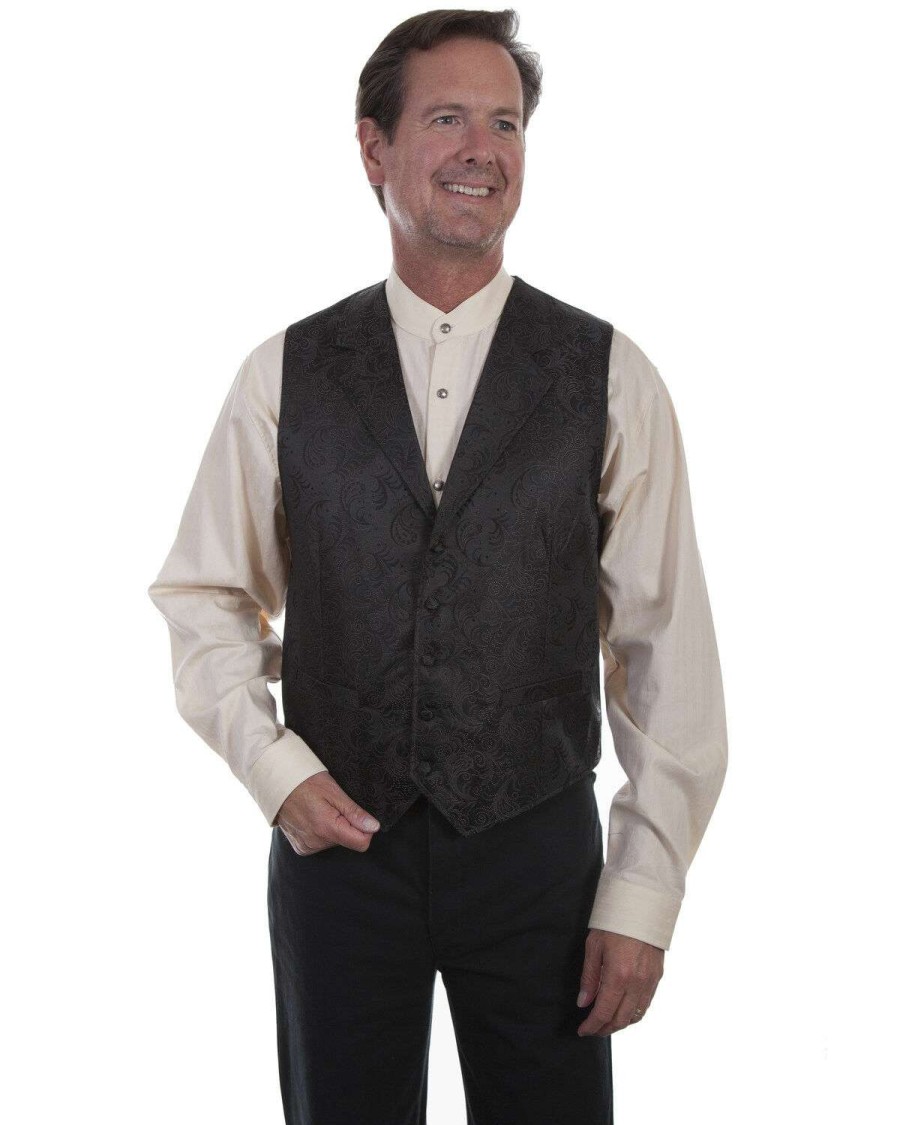 Vest * | Discount Scully Men'S Paisley Cooper Chocolate Vest