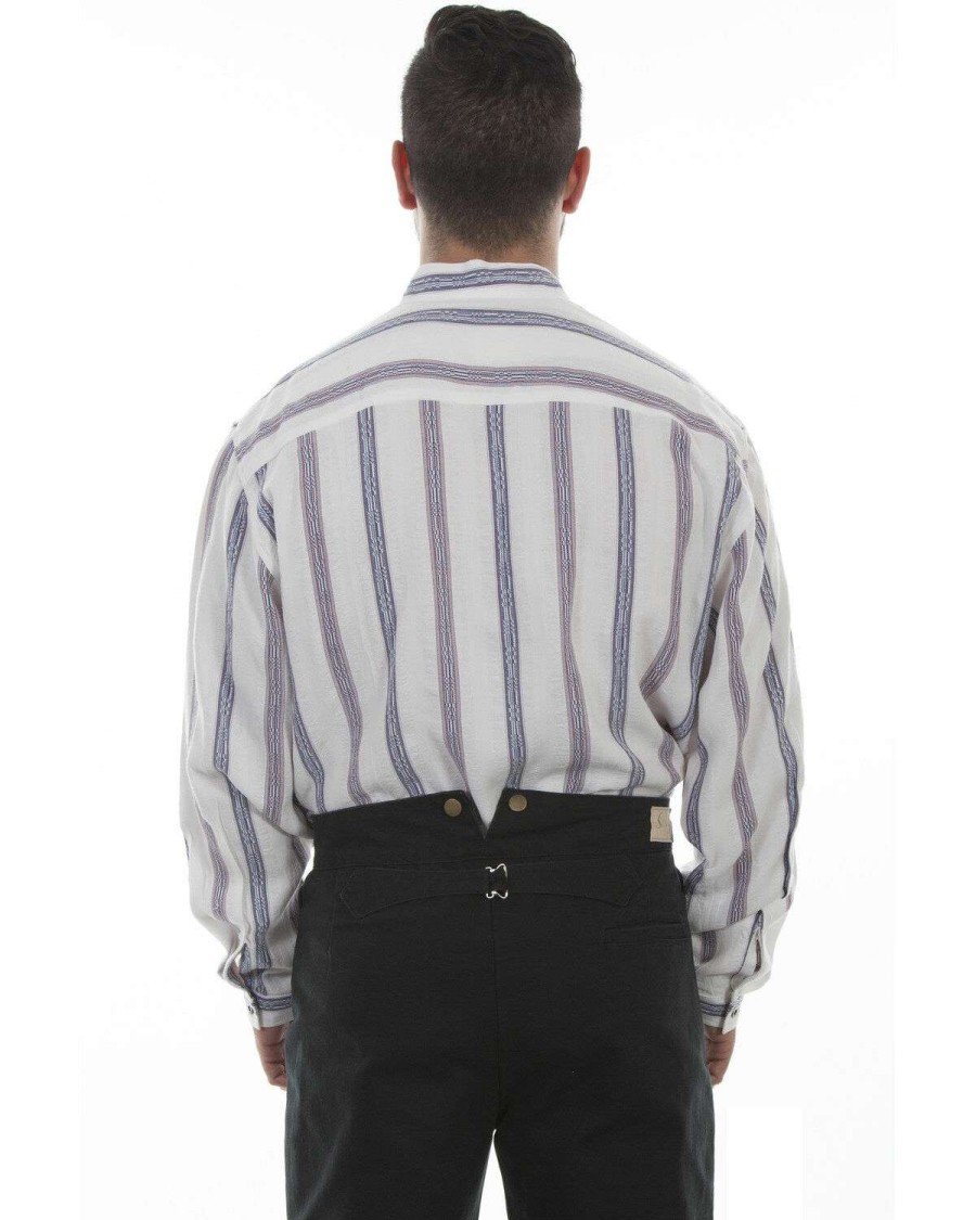 Shirts * | Sale Scully Men'S Dobby Stripe Ivory Shirt