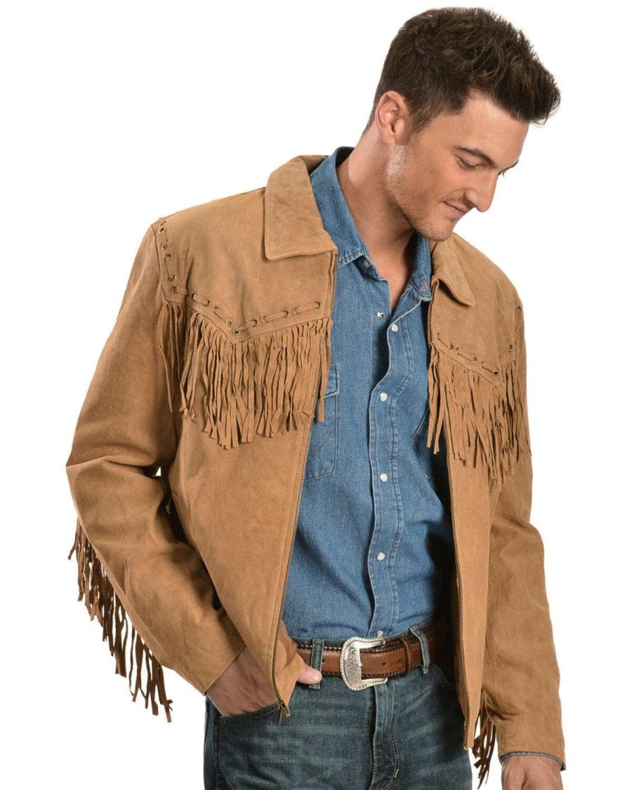 Jackets * | Outlet Scully Men'S Boar Suede Fringe Jacket