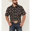 Shirts * | Discount Scully Men'S Pineapples & Flamingos All-Over Print Short Sleeve Button-Down Western Shirt