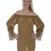 Blouse * | Online Honey Creek By Scully Women'S Mustard Crochet Off The Shoulder Blouse