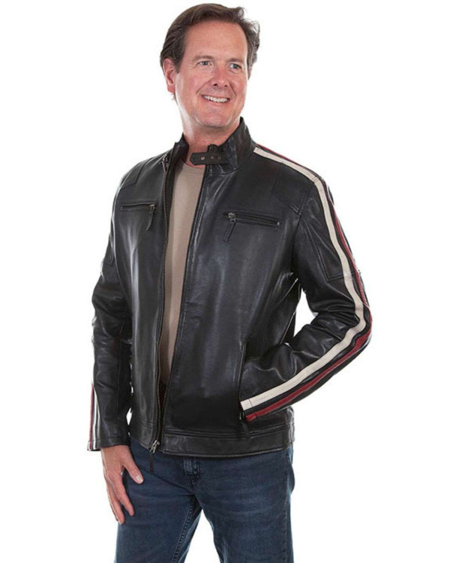 Jackets * | Online Scully Leatherwear Men'S Black Lamb Riding Jacket