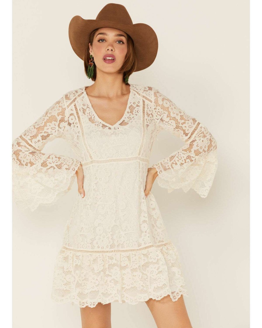 Dresses * | Outlet Honey Creek By Scully Women'S Lace Crochet Long Sleeve Dress