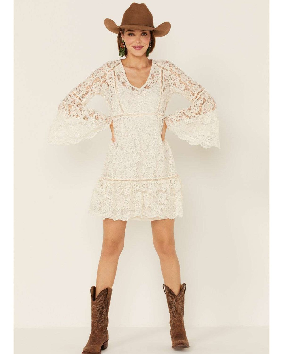 Dresses * | Outlet Honey Creek By Scully Women'S Lace Crochet Long Sleeve Dress