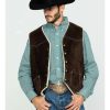 Vest * | Discount Scully Leatherwear Men'S Brown Boar Suede Hunting Vest