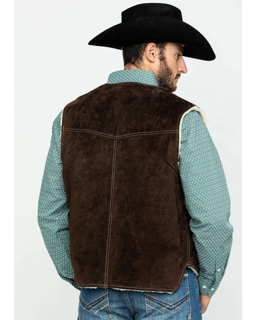 Vest * | Discount Scully Leatherwear Men'S Brown Boar Suede Hunting Vest