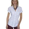 Shirts * | Sale Cantina By Scully Women'S White Embroidered Short Sleeve Shirt