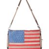 Bags * | Outlet Scully Women'S Suede American Flag Crossbody Bag