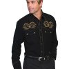 Shirts * | Limited Edition Scully Men'S Embroidered Star Western Shirt