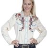 Shirts * | Discount Scully Women'S Colorful Horse Embroidered Long Sleeve Shirt