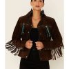 Jackets * | Limited Edition Scully Fringe & Beaded Boar Suede Leather Jacket