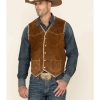 Vest * | Outlet Scully Men'S Brown Boar Suede Faux Shearling Snap-Front Vest Big