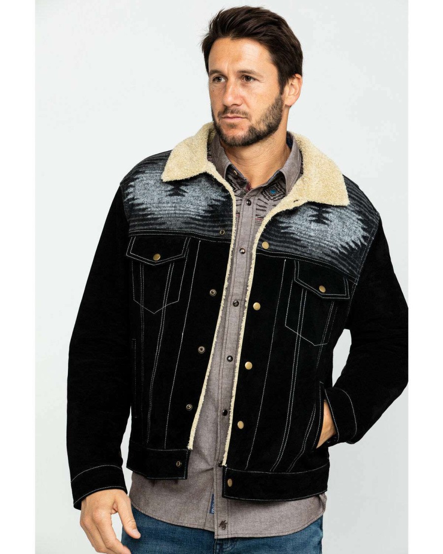 Jackets * | Limited Edition Scully Men'S Boar Suede Southwestern Yolk Jean Jacket