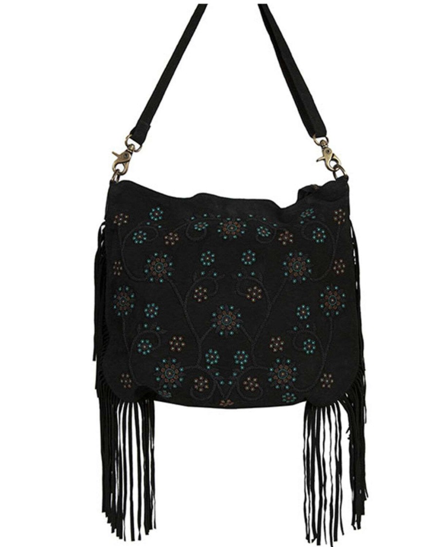 Bags * | Discount Scully Women'S Black Side Fringe Handbag