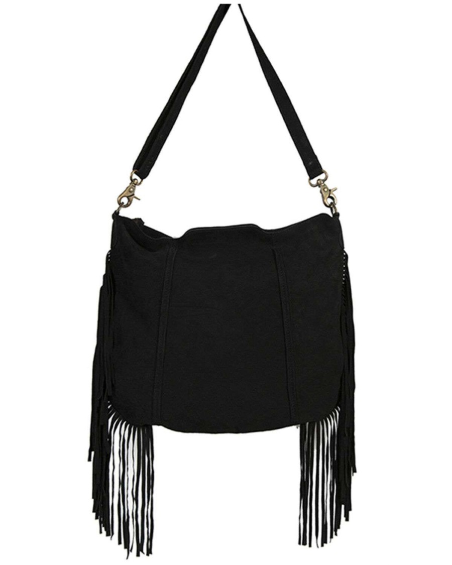 Bags * | Discount Scully Women'S Black Side Fringe Handbag