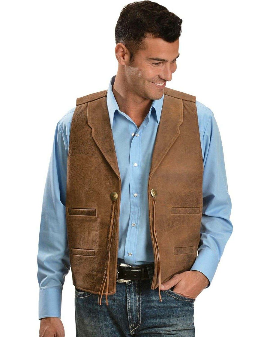 Vest * | Sale Scully Concho Leather Vest