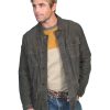 Jackets * | Outlet Scully Contemporary Men'S Two-Tone Grey Leather Jacket