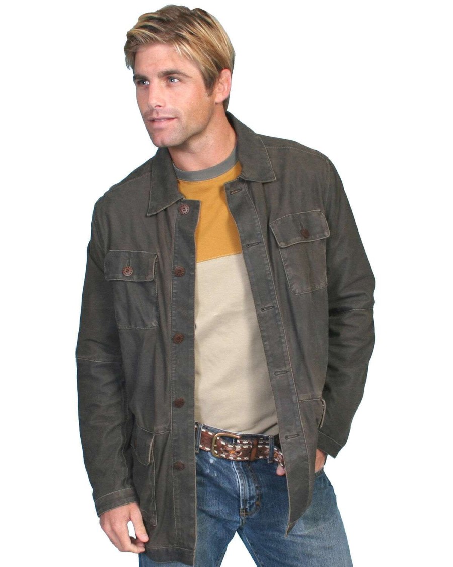 Jackets * | Outlet Scully Contemporary Men'S Two-Tone Grey Leather Jacket