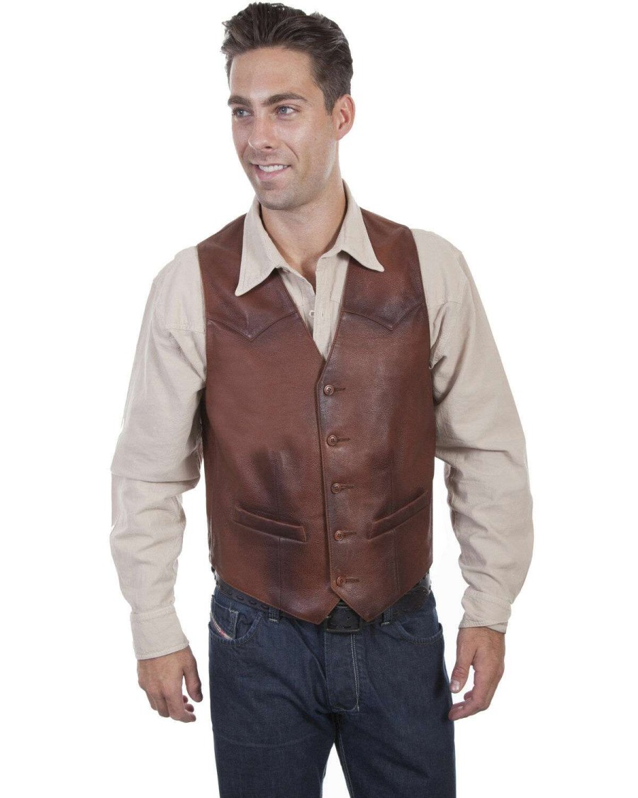 Vest * | Online Scully Men'S Classic Western Leather Vest