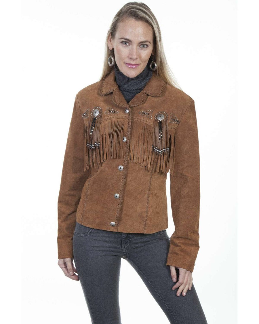 Jackets * | Outlet Scully Beaded Fringe Boar Suede Jacket