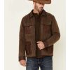 Jackets * | Sale Scully Men'S Brown Canvas Leather Trim Zip-Front Jacket