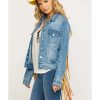 Jackets * | Discount Honey Creek By Scully Women'S Colorful Fringe Denim Jacket