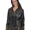 Jackets * | Limited Edition Scully Women'S Fringe Tooled Leather Jacket