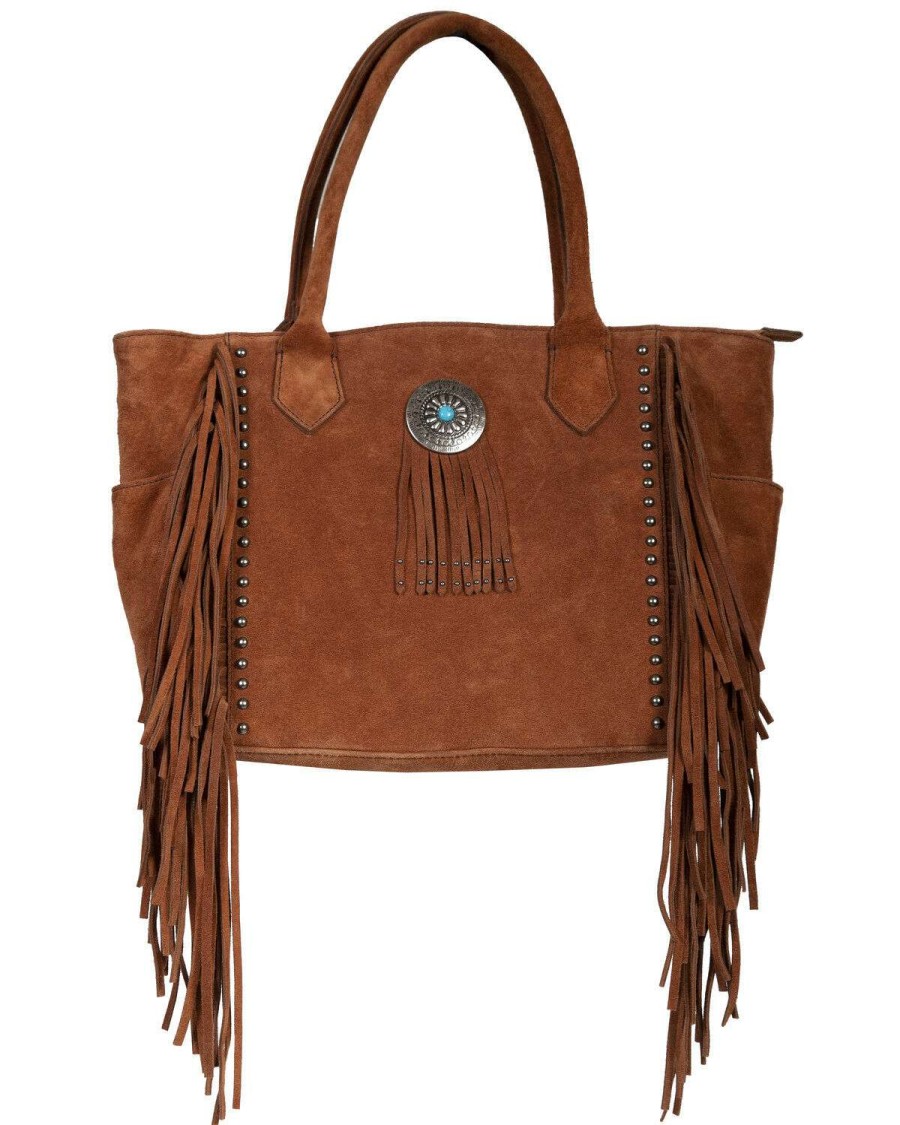 Bags * | Discount Scully Women'S Leather Fringe Studded Handbag