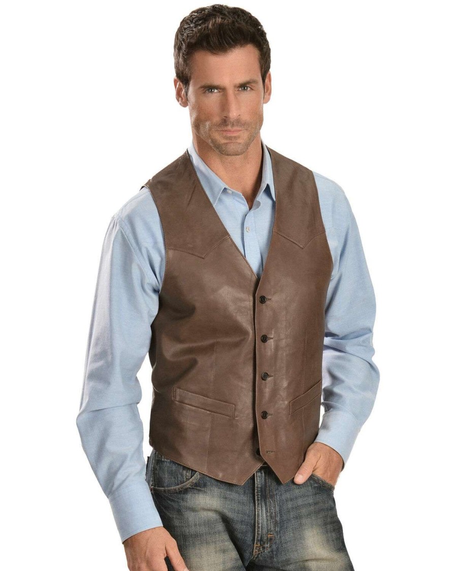 Vest * | Discount Scully Men'S Frontier Leather Vest