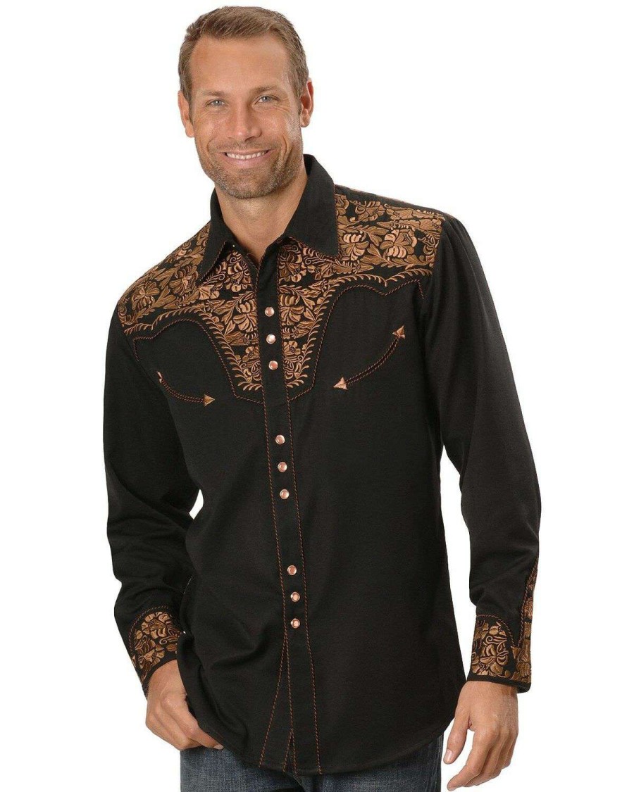 Shirts * | Sale Scully Floral Embroidered Western Shirt