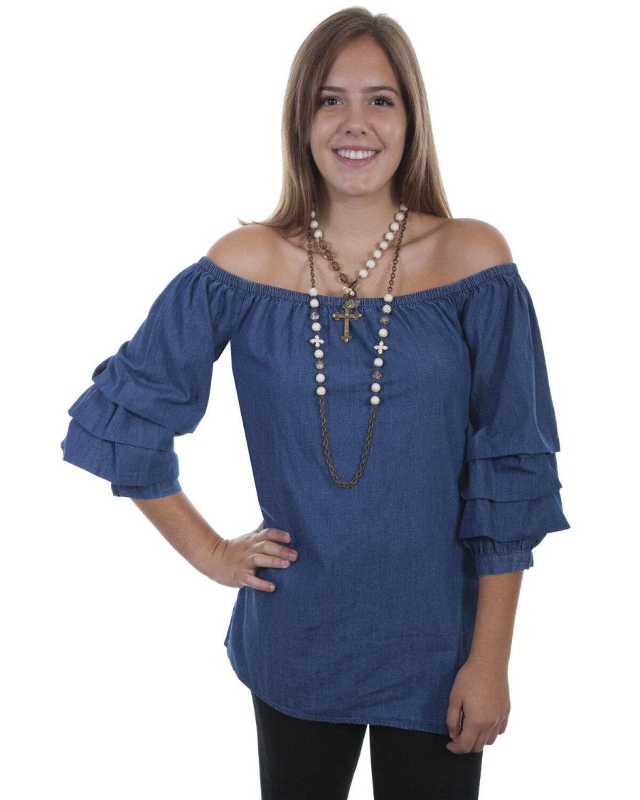 Tops * | Limited Edition Scully Women'S Cabbage Sleeve Off Shoulder Top