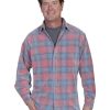 Shirts * | Limited Edition Scully Men'S Yard Dye Corduroy Plaid Long Sleeve Western Shirt