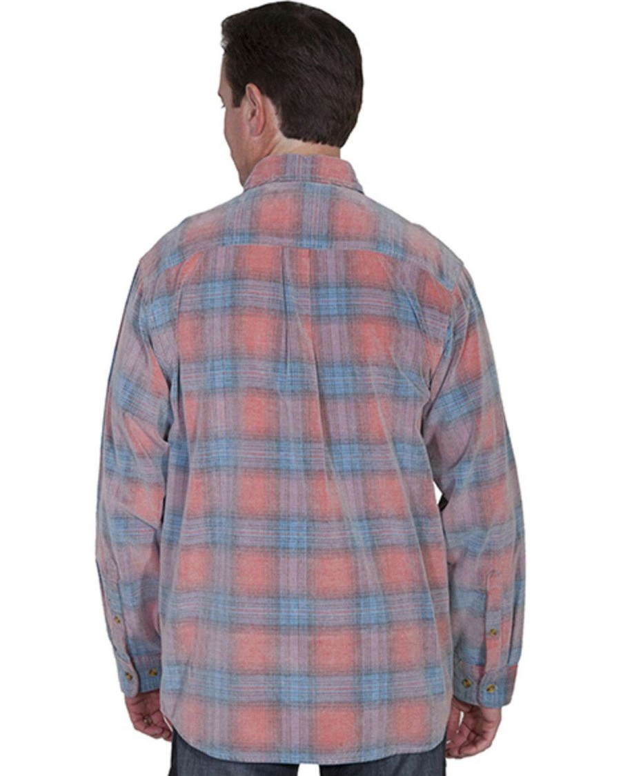 Shirts * | Limited Edition Scully Men'S Yard Dye Corduroy Plaid Long Sleeve Western Shirt