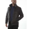 Jackets * | Sale Scully Men'S Double Collar Leather Jacket