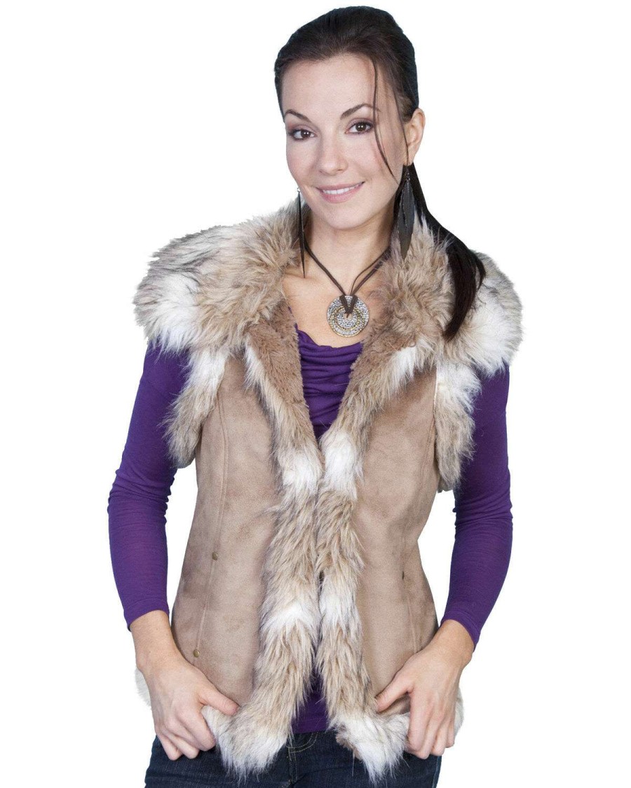 Vest * | Online Scully Women'S Suede Faux Fur Vest