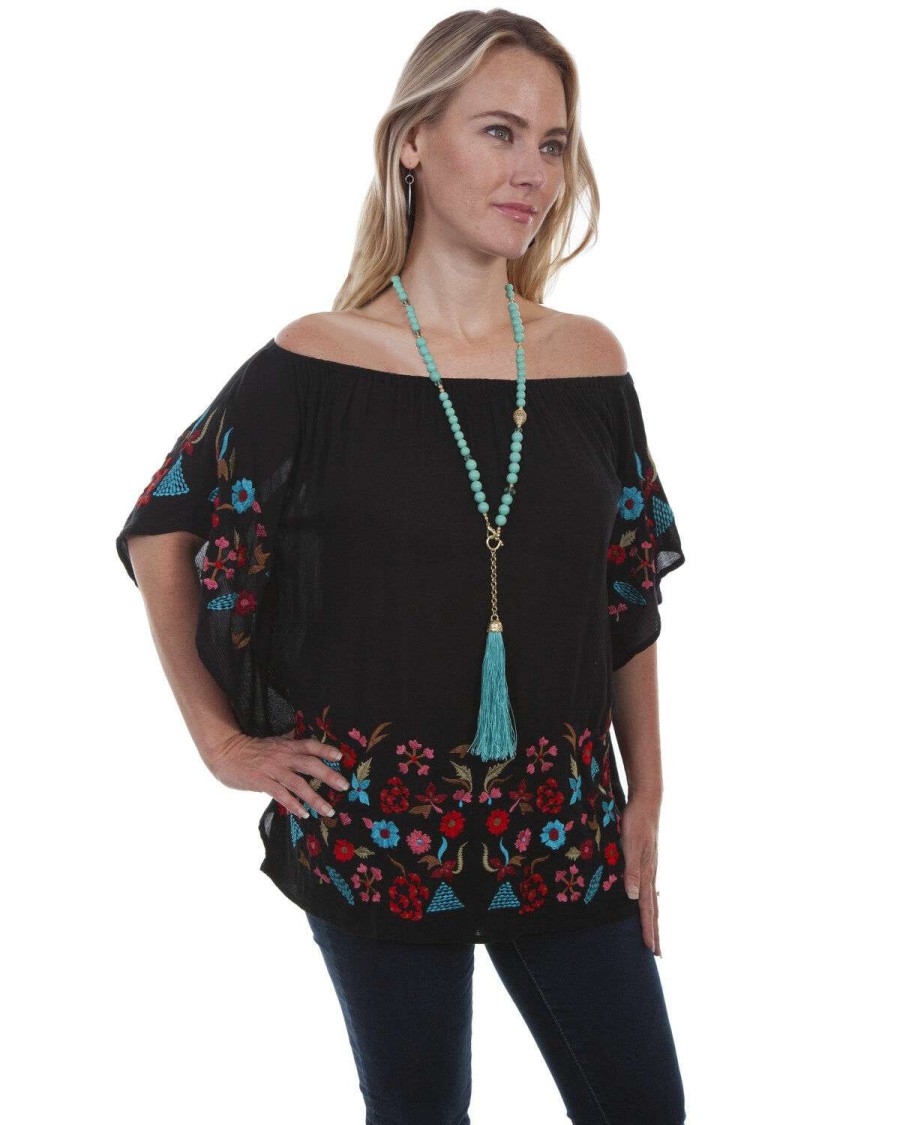 Blouse * | Online Honey Creek By Scully Women'S Embroidered Cold Shoulder Blouse