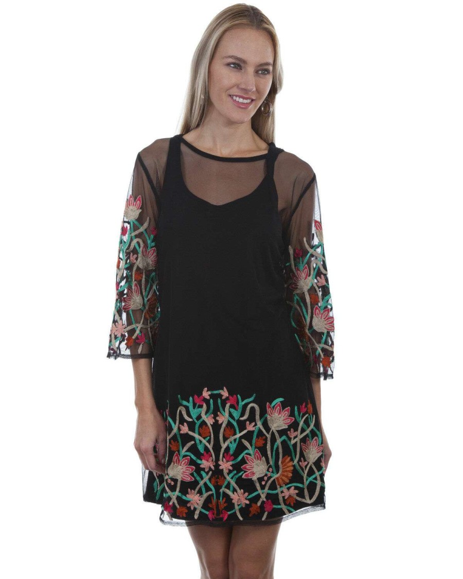 Dresses * | Online Honey Creek By Scully Women'S Mesh Embroidered Dress