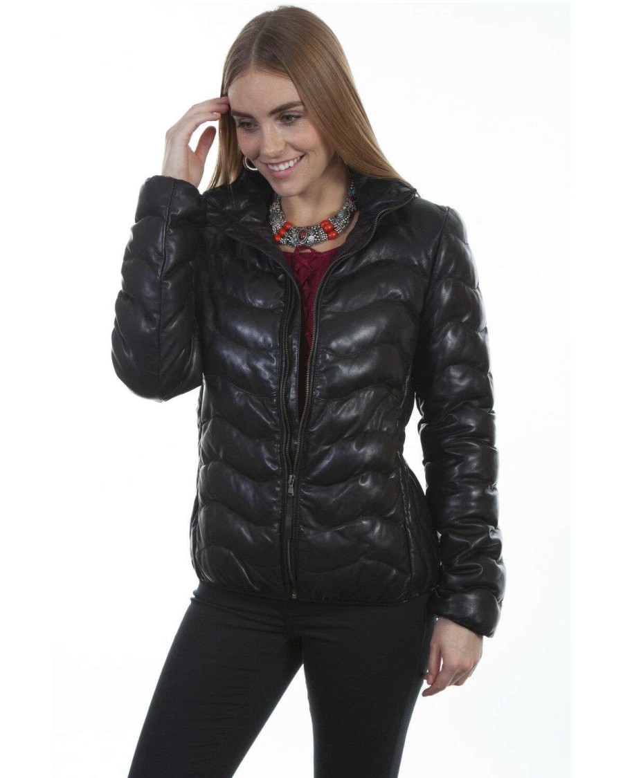 Jackets * | Outlet Leatherwear By Scully Women'S Black Ribbed Jacket