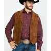 Vest * | Outlet Scully Leatherwear Men'S Southwestern Knit Back Suede Vest