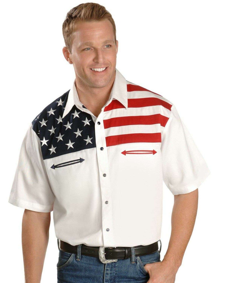 Shirts * | Limited Edition Scully American Flag Colorblock Western Shirt