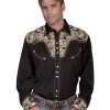 Shirts * | Discount Scully Men'S Embroidered Retro Western Shirt Big & Tall