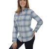 Tops * | Online Honey Creek By Scully Women'S Blue Corduroy Plaid Long Sleeve Top