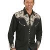 Shirts * | Sale Scully Men'S Silver Embroidered Gunfighter Long Sleeve Western Shirt