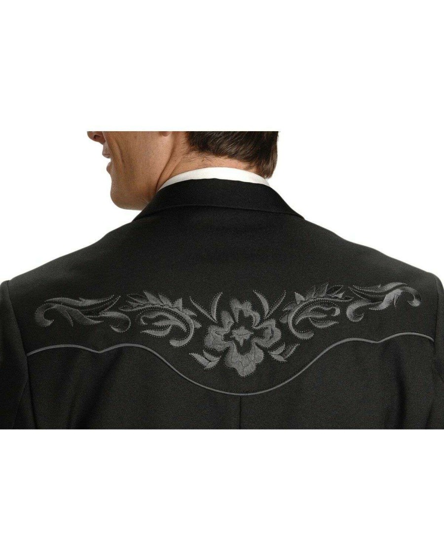 Jackets * | Online Scully Grey Floral Embroidery Black Western Jacket