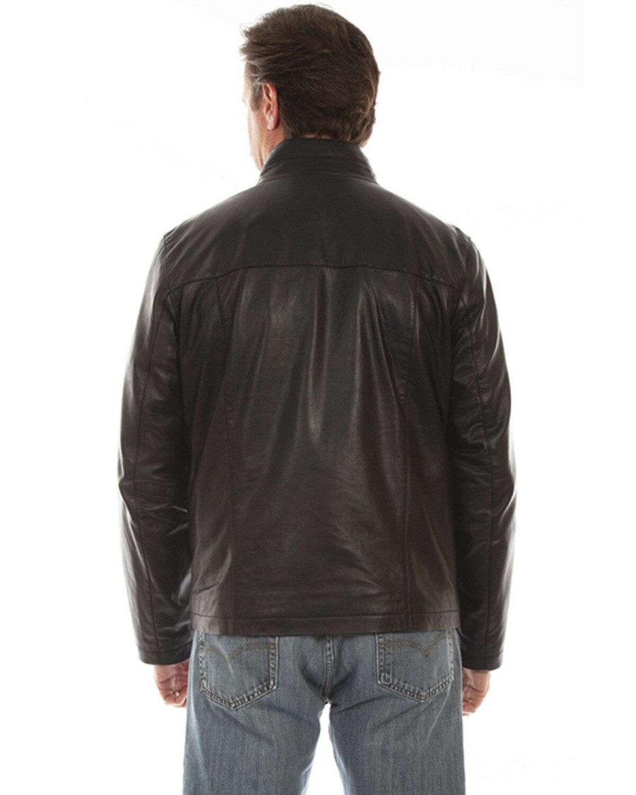 Jackets * | Limited Edition Scully Men'S Black Lamb Leather Zip Front Jacket